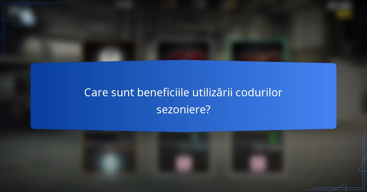 Care sunt beneficiile utilizării codurilor sezoniere?