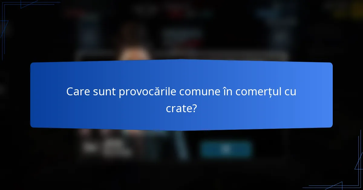 Care sunt provocările comune în comerțul cu crate?